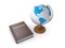 Geography book and desktop globe