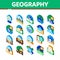 Geography Education Isometric Icons Set Vector