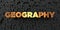 Geography - Gold text on black background - 3D rendered royalty free stock picture