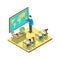 Geography lesson at school isometric icon