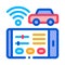 Geolocation Machines via Wi-Fi Icon Vector Outline Illustration