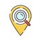 geolocation marker magnifying glass color icon vector illustration