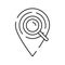 geolocation marker magnifying glass line icon vector illustration