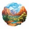 Geologic Art Sticker: Sedona Scenery In Airbrush Style