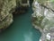 The geological landscape of the turquoise blue green water view of the canyons of Martvili Georgia