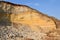 Geological section with horizontal layers of sand and clay