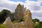 Geological stone erosion Organs of Ille-sur-TÃªt fairy chimneys tourist site in languedoc France