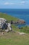 Geological study and seascape of cliffs, pembrokeshire, wales.