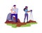 Geologists people working outdoor flat style, vector illustration