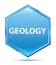 Geology crystal blue hexagon button