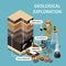 Geology Earth Exploration Isometric And Colored Concept