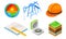 Geology Measurement Instruments with Soil Cross Section Vector Set