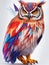 Geometic shape owl on white