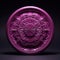 Geometric 3d Model In Pink Finish: Ornate Wooden Carving With Dark Violet Floral Motifs