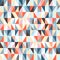 Geometric abstract seamless pattern. Colorful triangles on hexagonal grid. Trendy colorful design