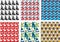 Geometric abstract seamless pattern set. Simple triangles motif