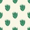 Geometric aloe cactus seamless pattern. Cacti doodle vector illustration