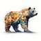 Geometric Bear Illustration: Algorithmic Art With Vibrant Colors