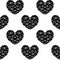 Geometric black cubic heart seamless pattern, Valentine`s Day hearts on white background