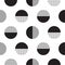 Geometric black and white dotted circles minimalistic pattern.