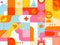 Geometric block seamless pattern. Retro geo  background, creative shapes . Colorful vivid design, minimal abstract mosaic shapes,