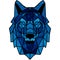 Geometric Blue Wolf on transparent background