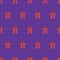 Geometric bow tie vector pattern. Coral and lilac toned simple bows on purple background.