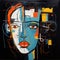 Geometric Businesswoman: A Fusion Of Art Nouveau And Basquiat Styles