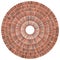 Geometric circle element. Circular red stonework, masonry stone, rock circles. Abstract top view well