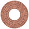 Geometric circle element. Circular red stonework, masonry stone, rock circles. Abstract top view well