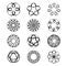 Geometric circular ornament Spirograph flower Draw Black Tattoo Vector