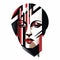 Geometric Composition: Serene Face In Red And Black