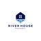 Geometric creek river house logo vector icon illustration