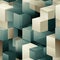 Geometric cube background in dark teal and light beige (tiled)