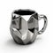 Geometric Cubist Faceted 3d Scan Of Silver Coffee Mug