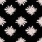 Geometric daisy pattern in doodle style on black background. Chamomile flowers seamless pattern.