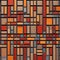 A geometric design with squares and rectangles arranged in a brick pattern, in shades of red and orange4, Generative AI