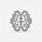 Geometric digital brain line icon. Vector AI concept sign