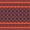 Geometric ethnic pattern with various repeated elements including floral border