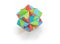Geometric figure - dodecahedron made of colored paper on white b