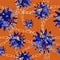 Geometric figures with abstract flowers and chains on an orange color