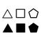 Geometric figures: square,triangle, Pentagon. Vector flat education icons set.