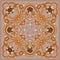 Geometric floral square element, brown and beige