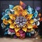 Geometric Flower: A Stunning Street Art Mural With Realistic Colors