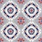 Geometric folk seamless vector pattern with ikat ethnic print of striped ornament