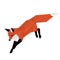 Geometric fox in origami style. Abstract minimalistic illustration of a wild animal. A beautiful fox is jumping