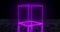 Geometric Futuristic Sci-fi Neon Primitive Cube Light On Dark Gr