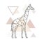 Geometric Giraffe on simple triangles background.