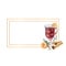 Geometric gold frame with Watercolor a glass of mulled wine, lemon and winter d cor