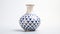 Geometric Harmony: Blue And White Porcelain Vase With Lensbaby Effect